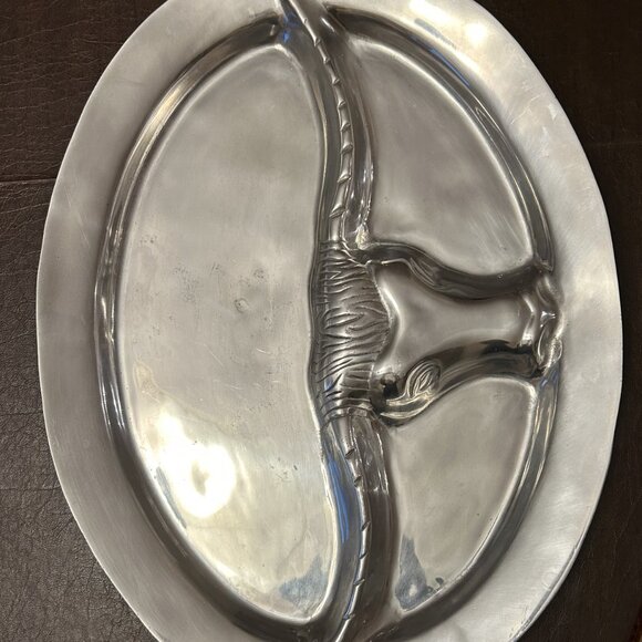 Texas Longhorn Pewter Platter - 12 x 17 - Used One Time - Picture 2 of 6
